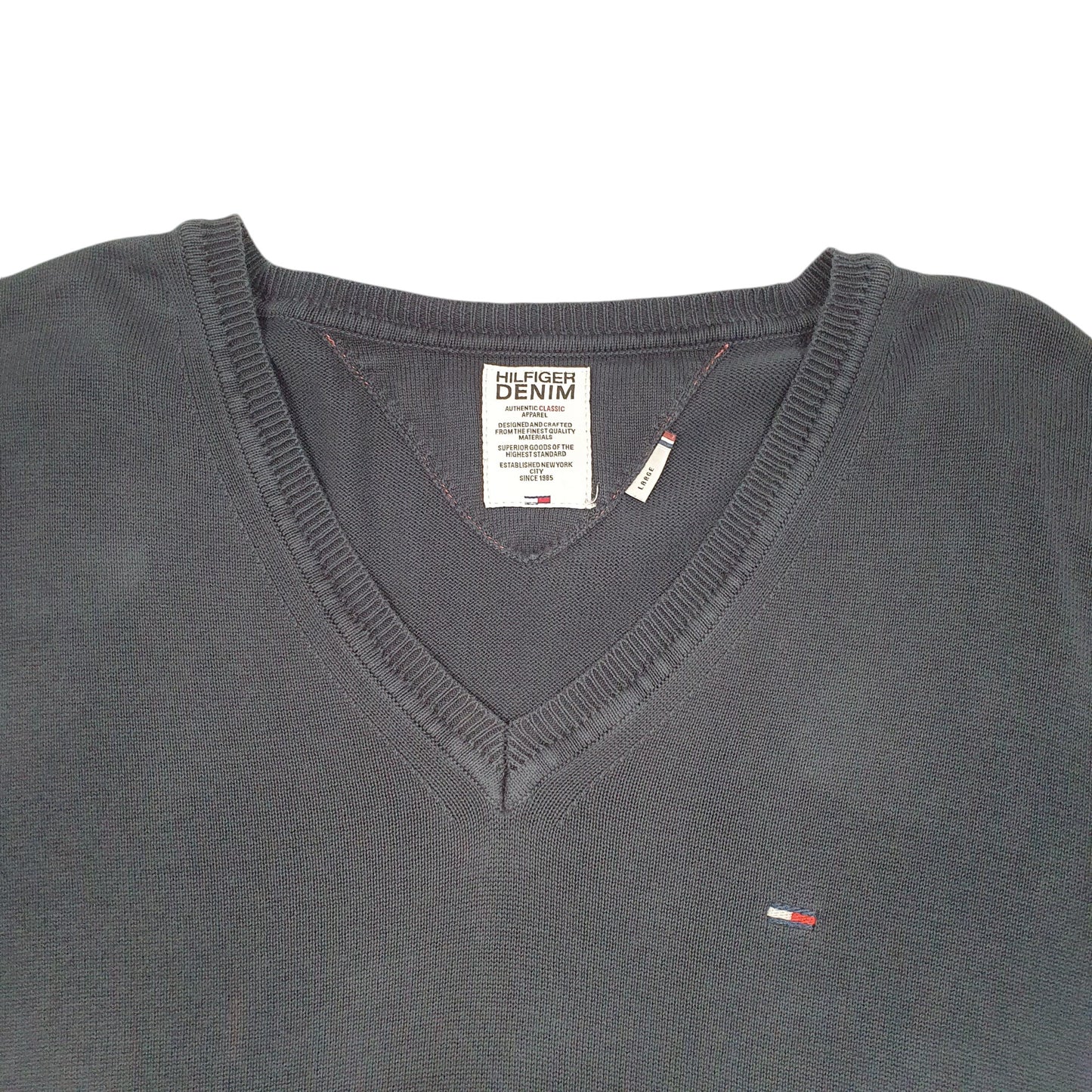 Mens Navy Tommy Hilfiger Knit V Neck Jumper
