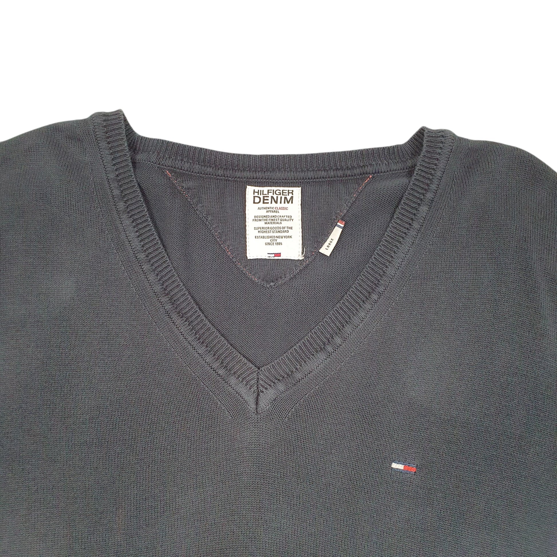Mens Navy Tommy Hilfiger Knit V Neck Jumper