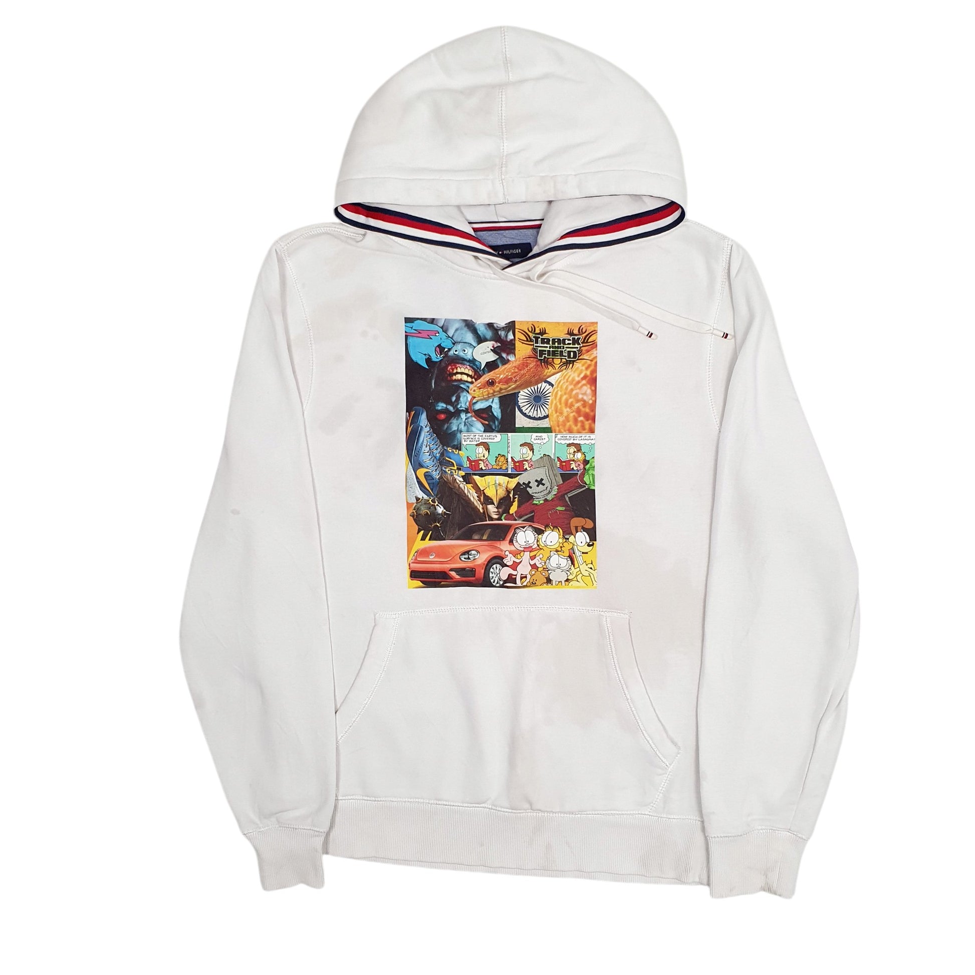 Mens White Tommy Hilfiger Cartoon Hoodie Jumper