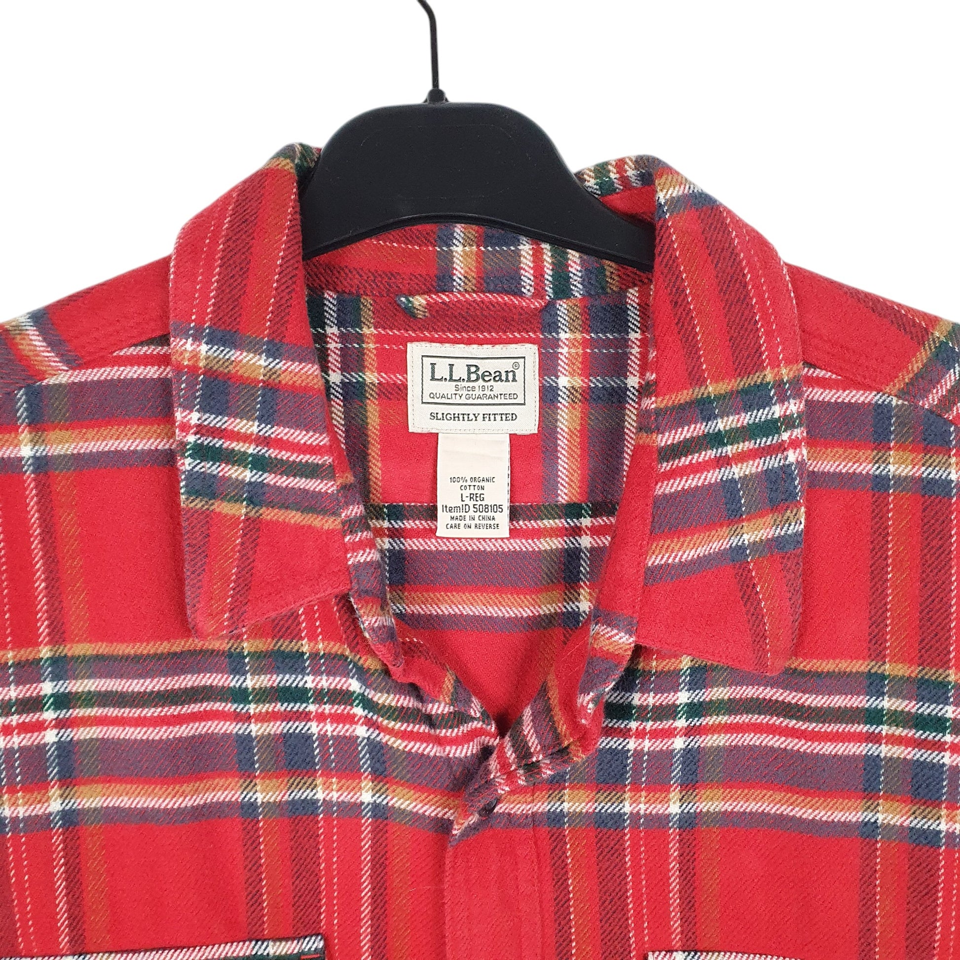 Mens Red L.L.Bean Flannel Overshirt Shacket Long Sleeve Shirt