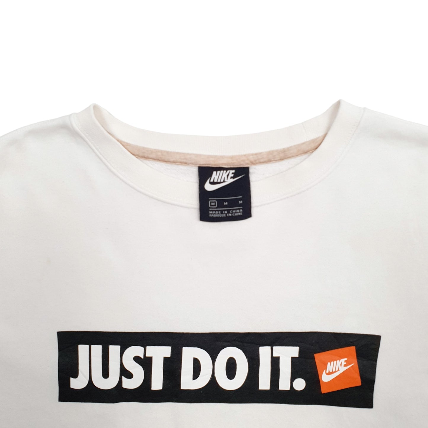 Mens White Nike Just Do It Spellout Crewneck Jumper