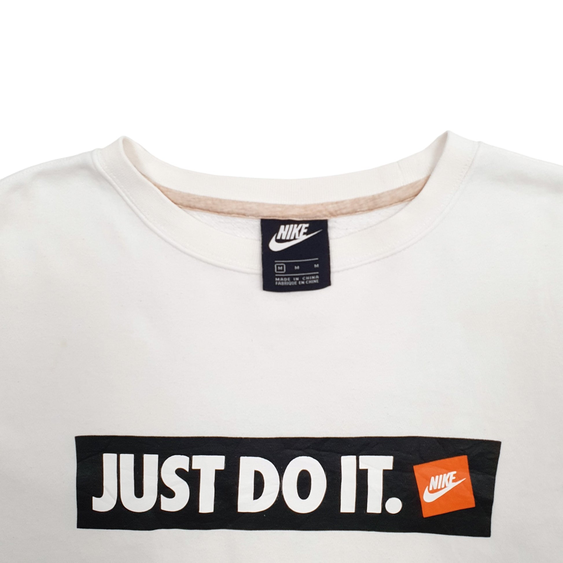 Mens White Nike Just Do It Spellout Crewneck Jumper