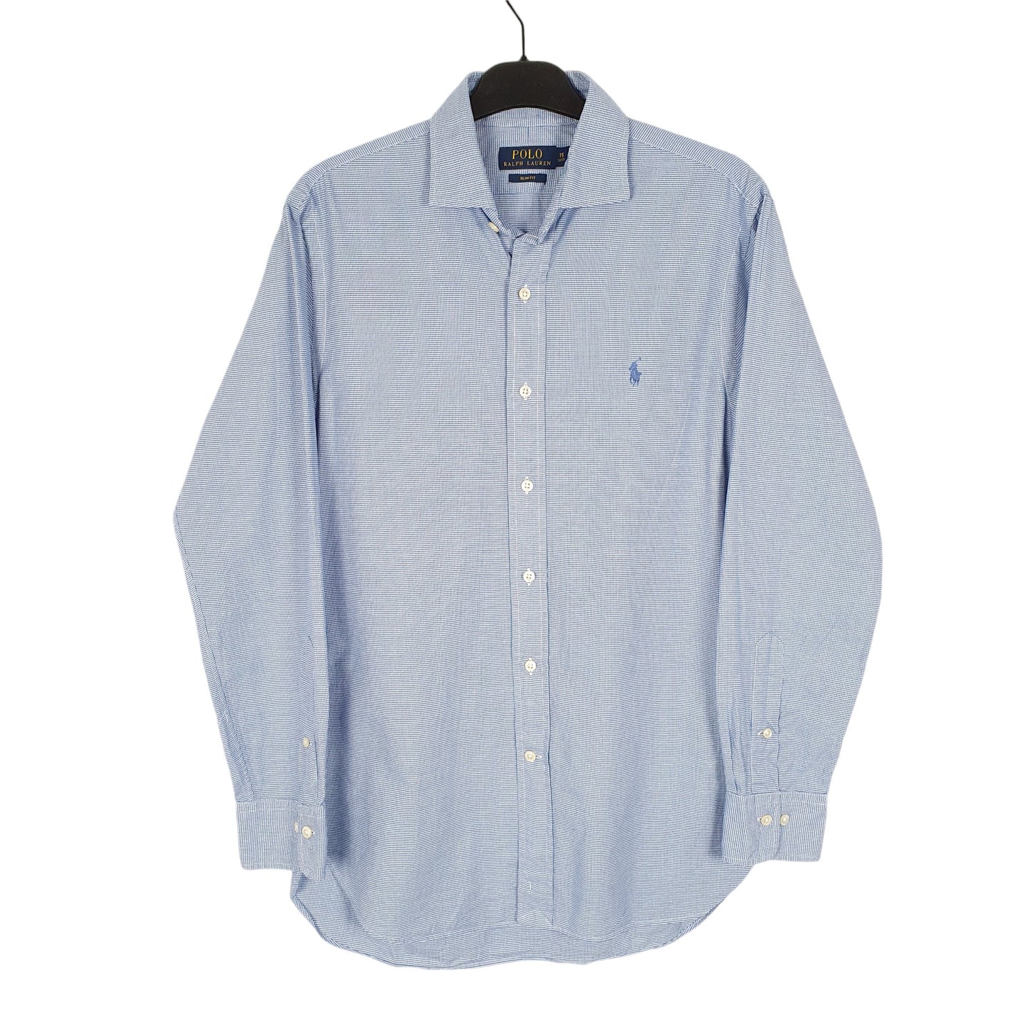 Mens Blue Polo Ralph Lauren Houndstooth Long Sleeve Shirt