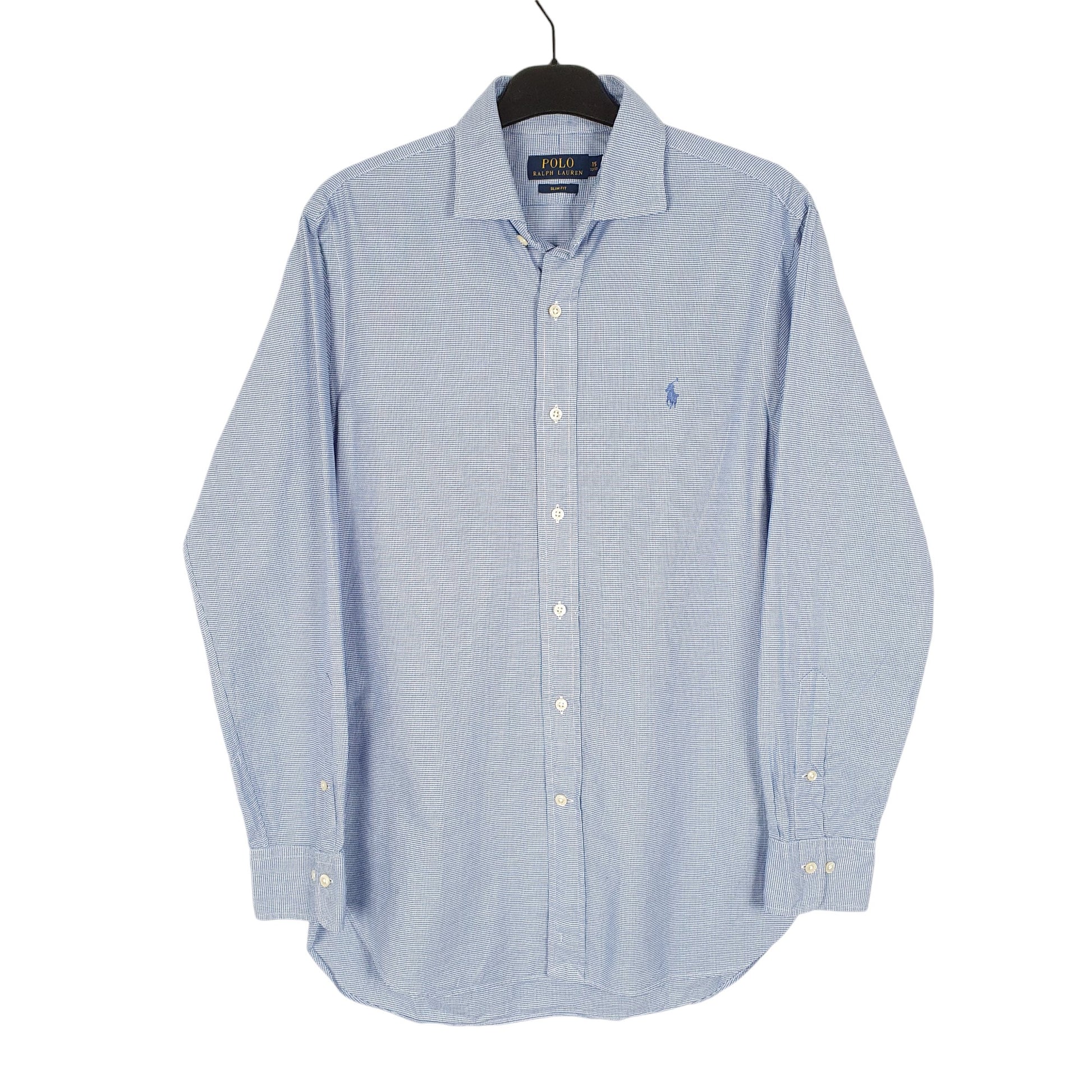 Mens Blue Polo Ralph Lauren Houndstooth Long Sleeve Shirt