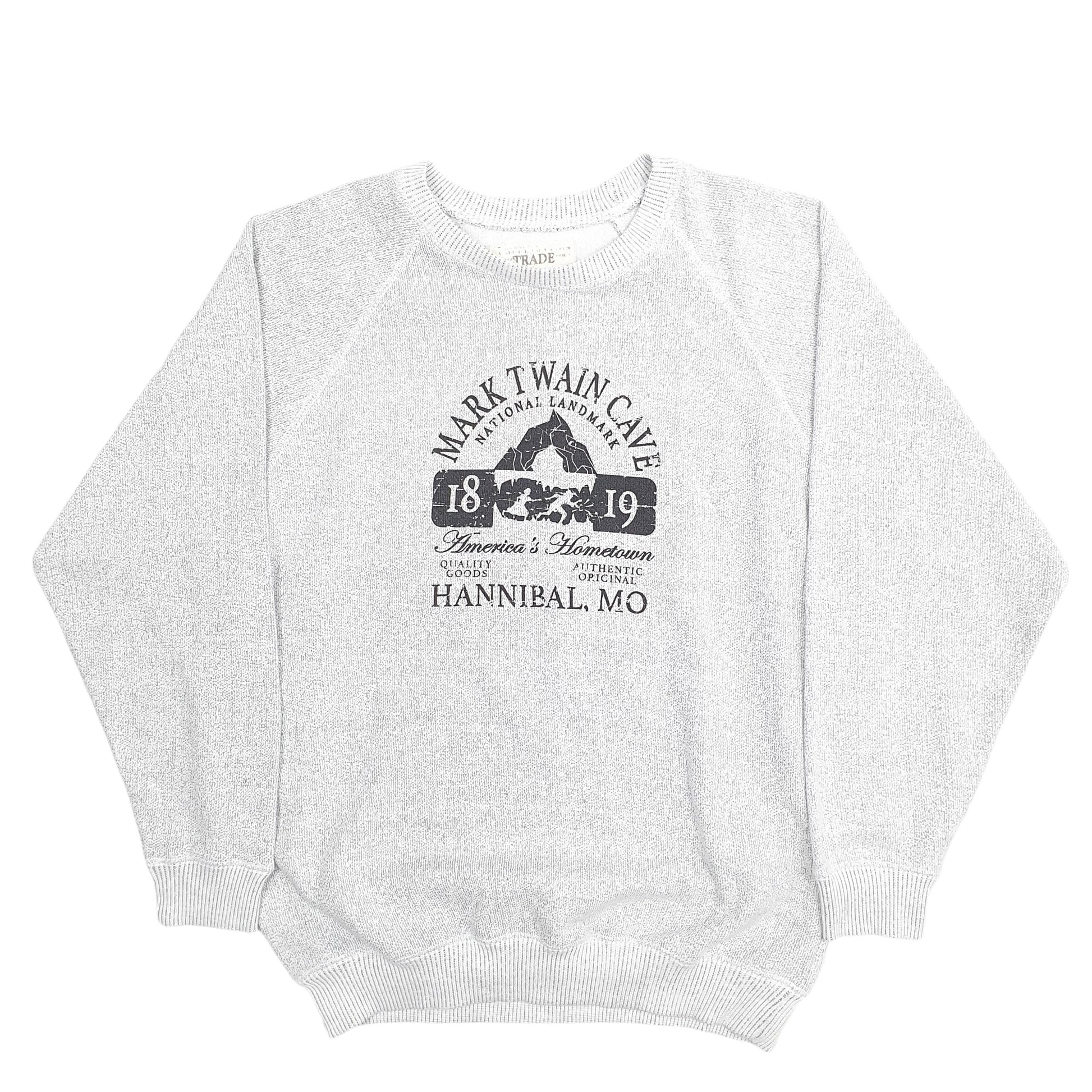 Mens Grey Trade Heritage Mark Twain Cave Spellout Crewneck Jumper