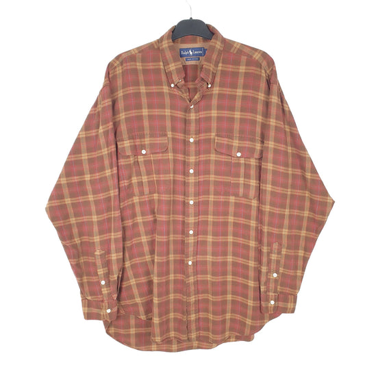 Mens Brown Ralph Lauren Flannel Overshirt Long Sleeve Shirt