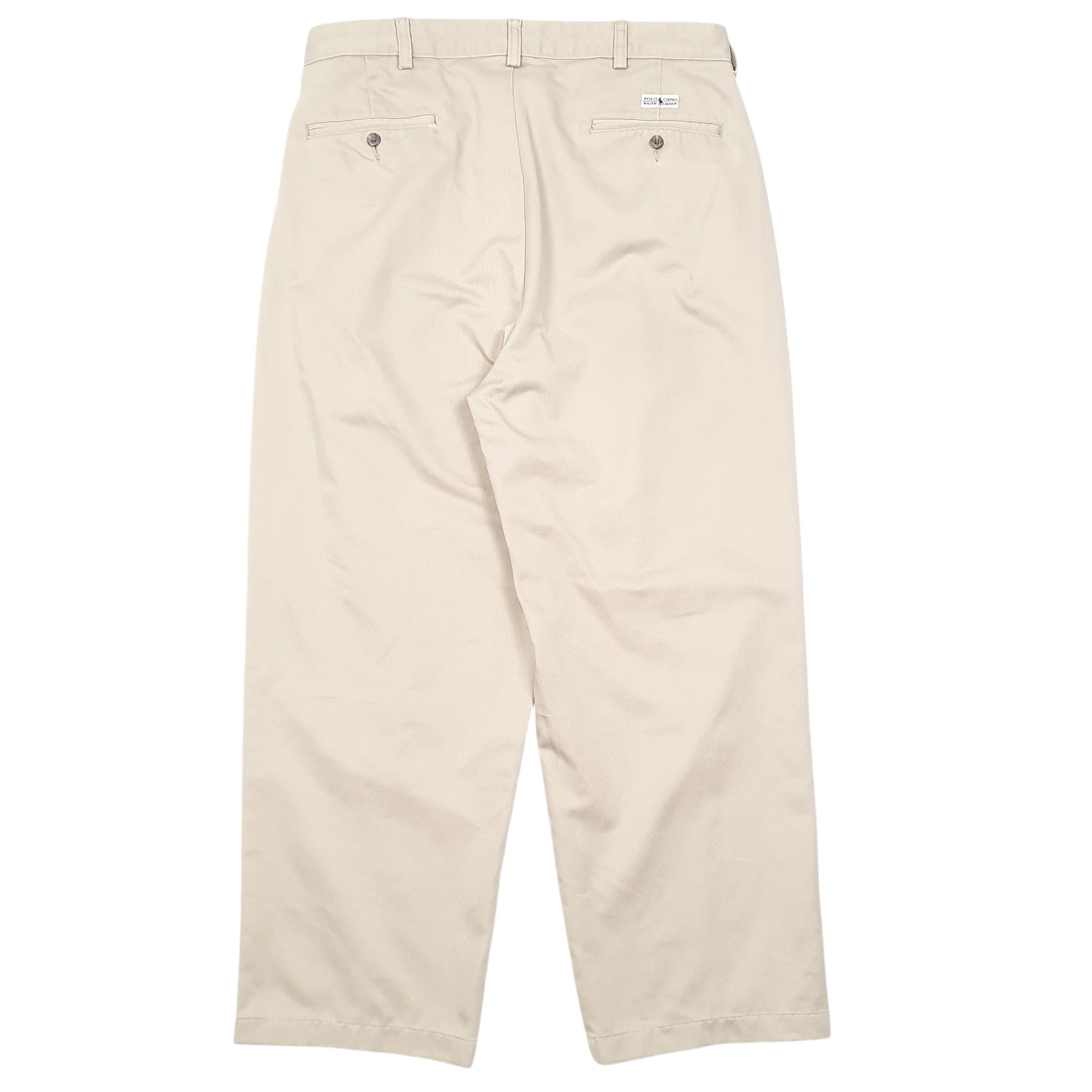 Mens Beige Polo Ralph Lauren Vintage Double Pleated Chino Trousers