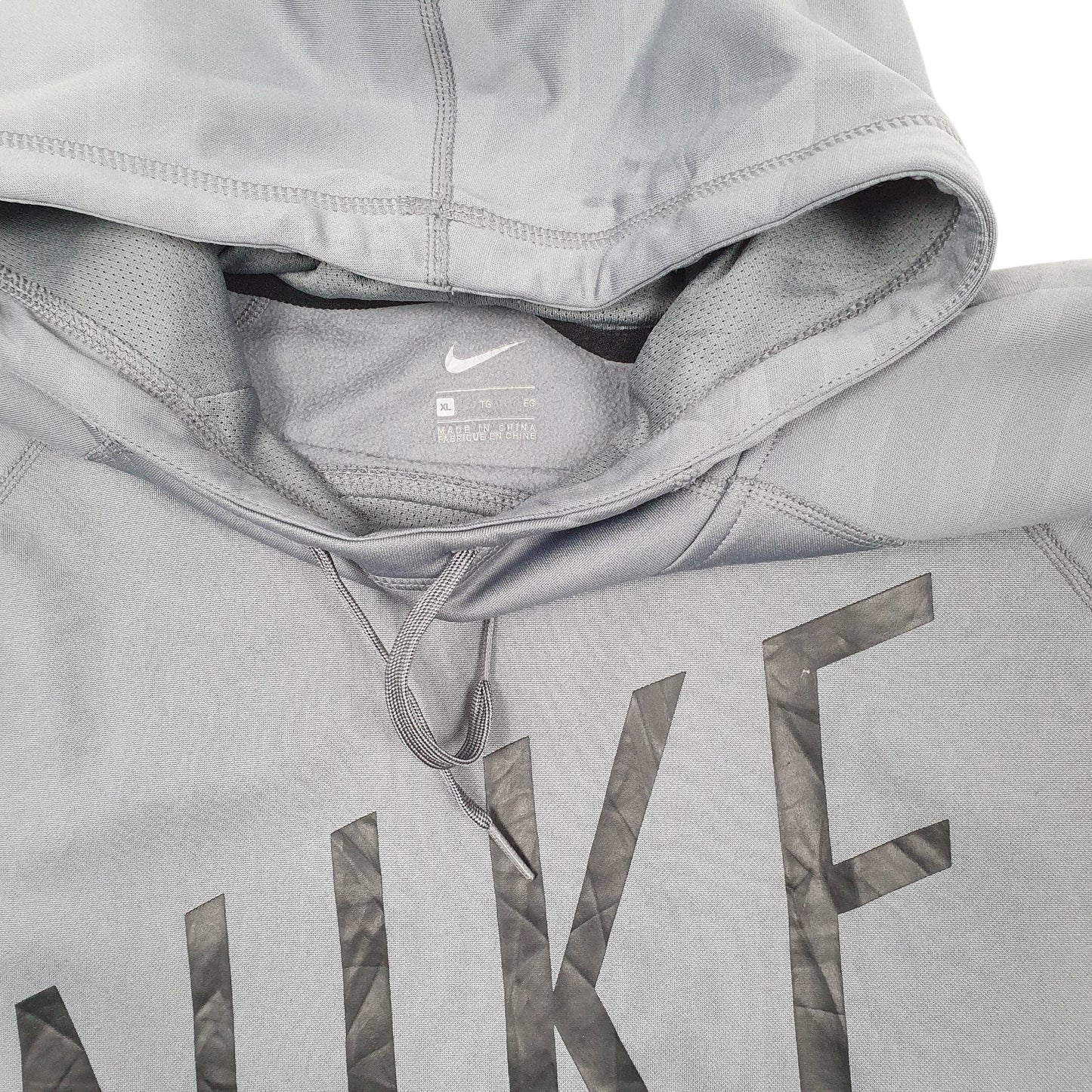 Mens Grey Nike Spellout Activewear Hoodie Jumper