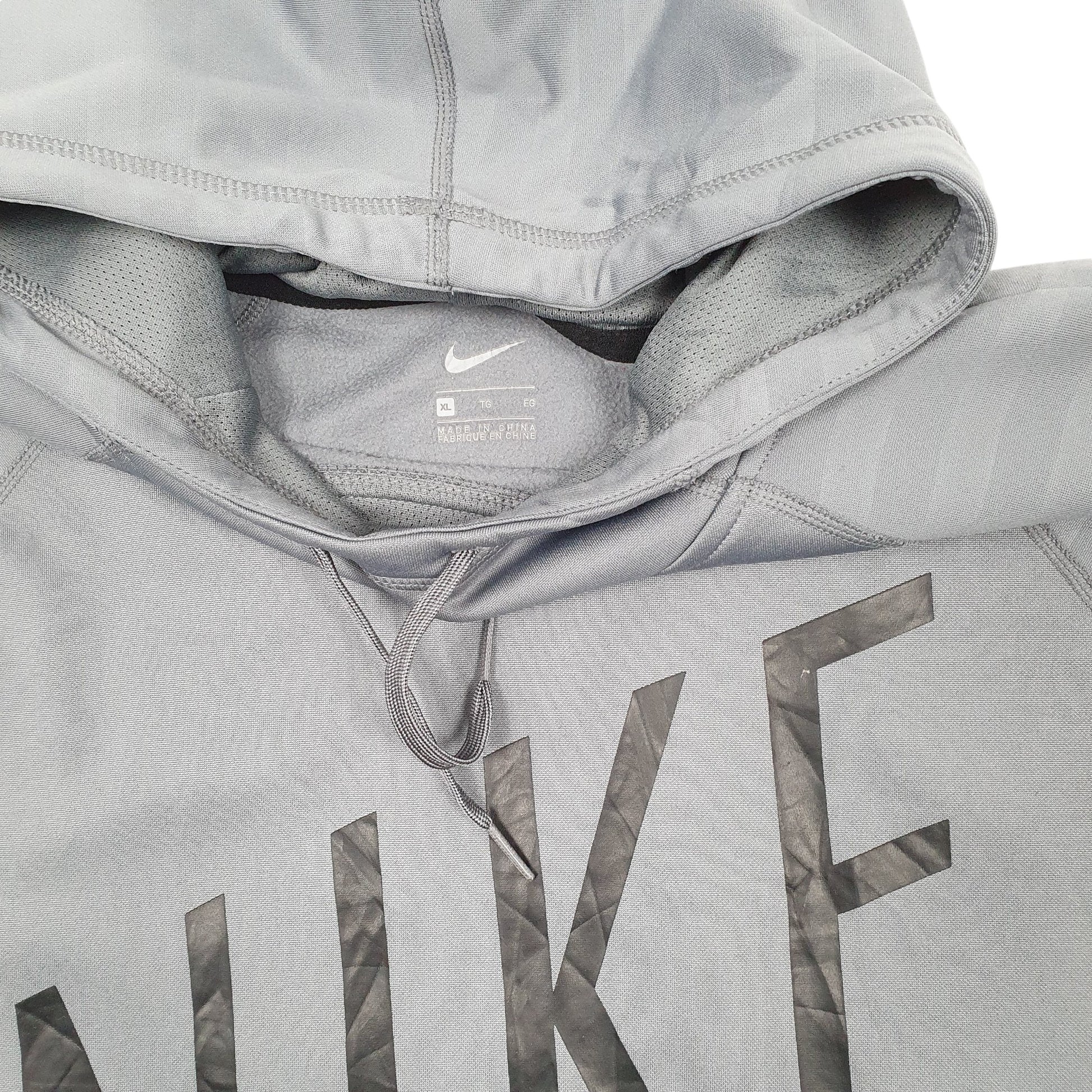 Mens Grey Nike Spellout Activewear Hoodie Jumper
