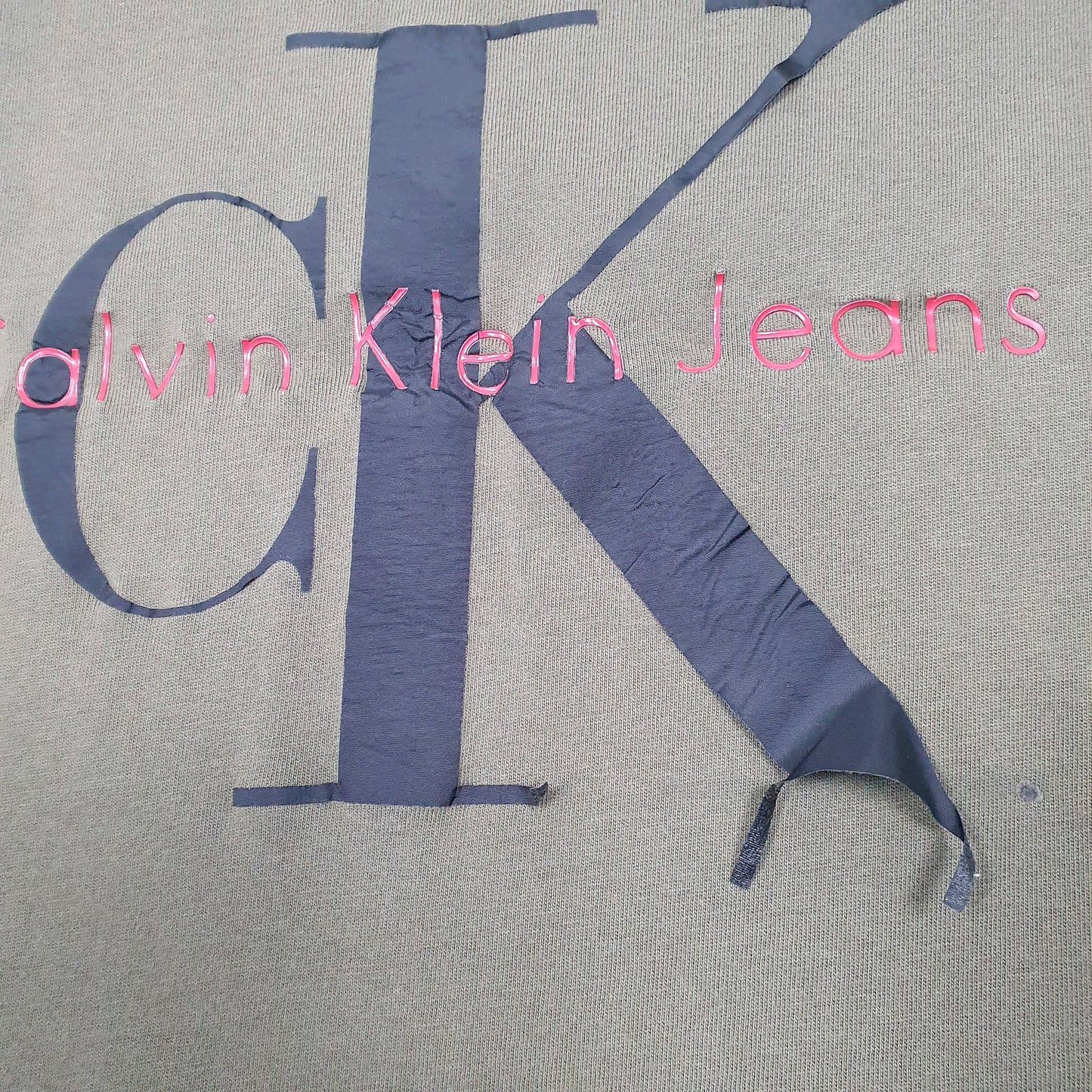 Mens Khaki Calvin Klein CK Slim Jeans Short Sleeve T Shirt