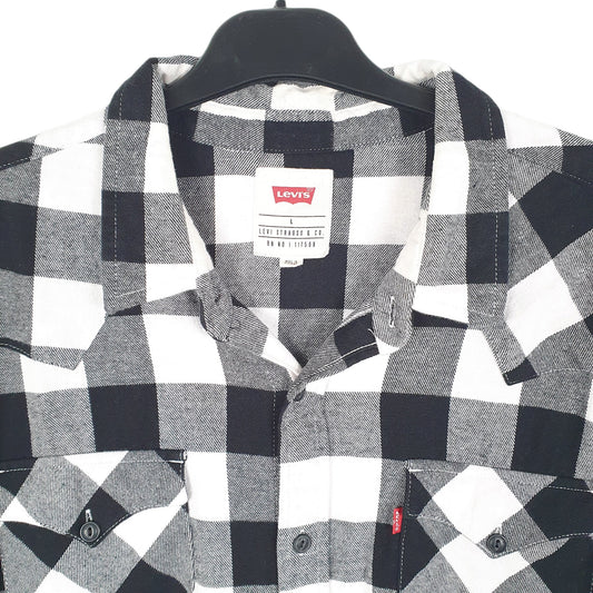 Mens White Levis Flannel Lumberjack Long Sleeve Shirt