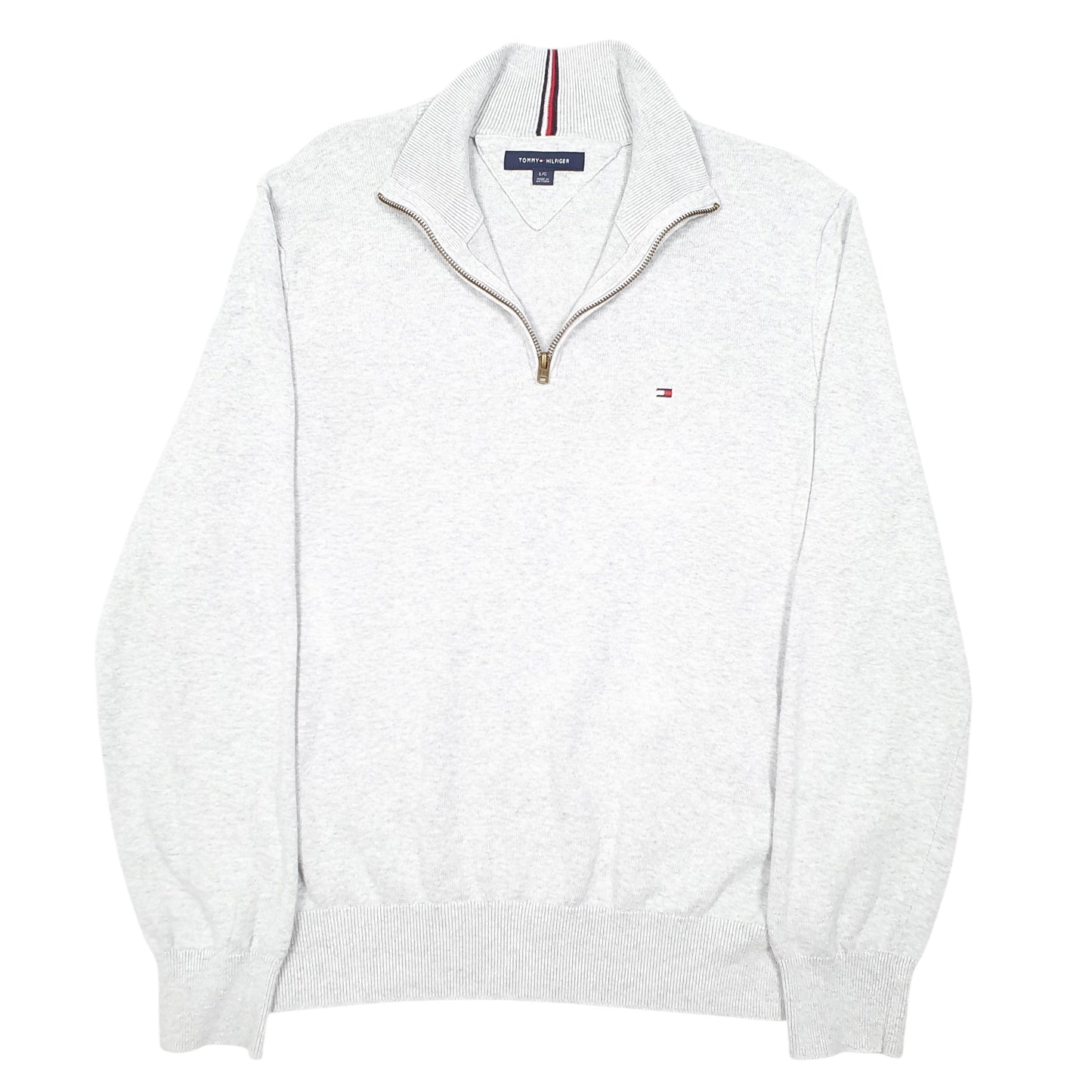 Mens Grey Tommy Hilfiger Knit Quarter Zip Jumper