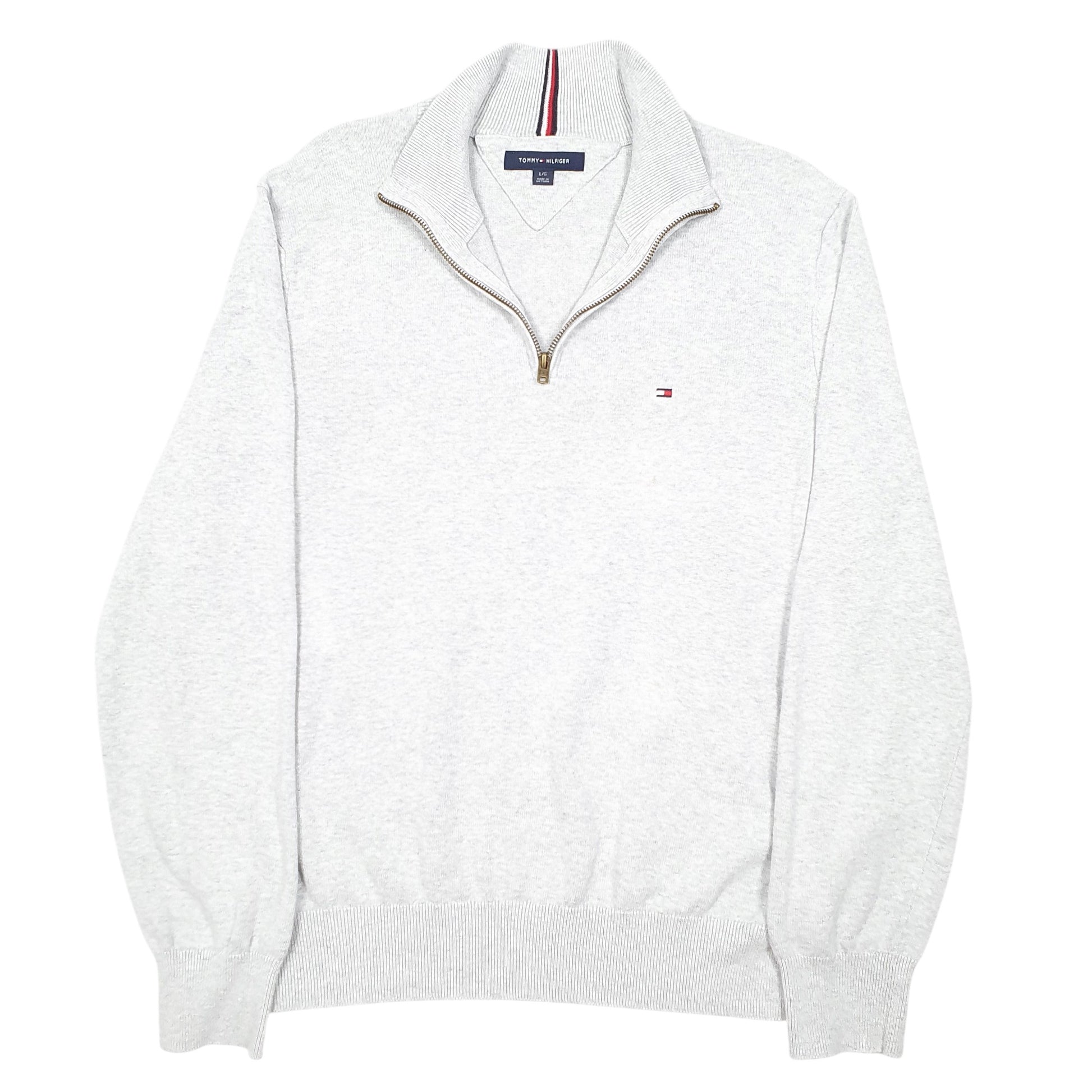 Mens Grey Tommy Hilfiger Knit Quarter Zip Jumper