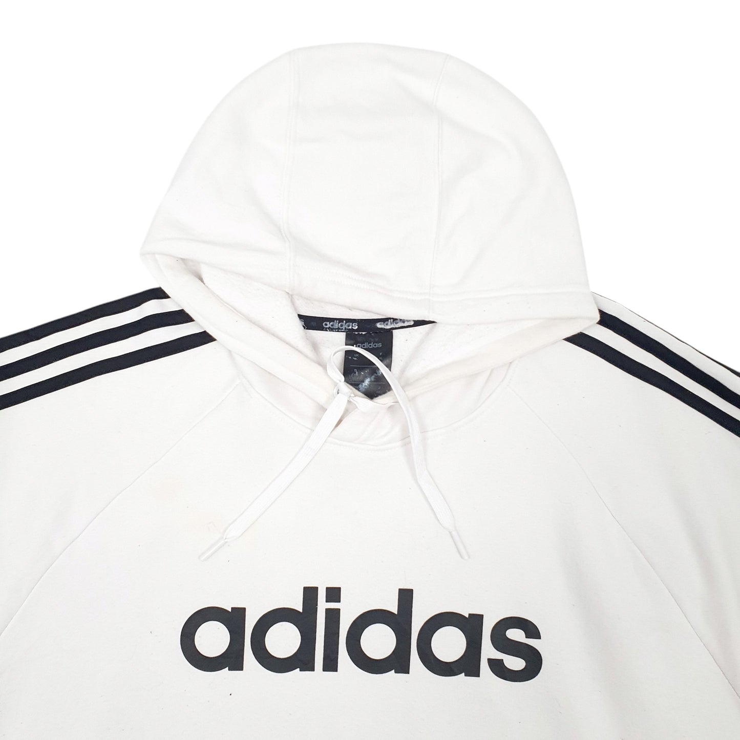 Mens White Adidas Spellout Hoodie Jumper