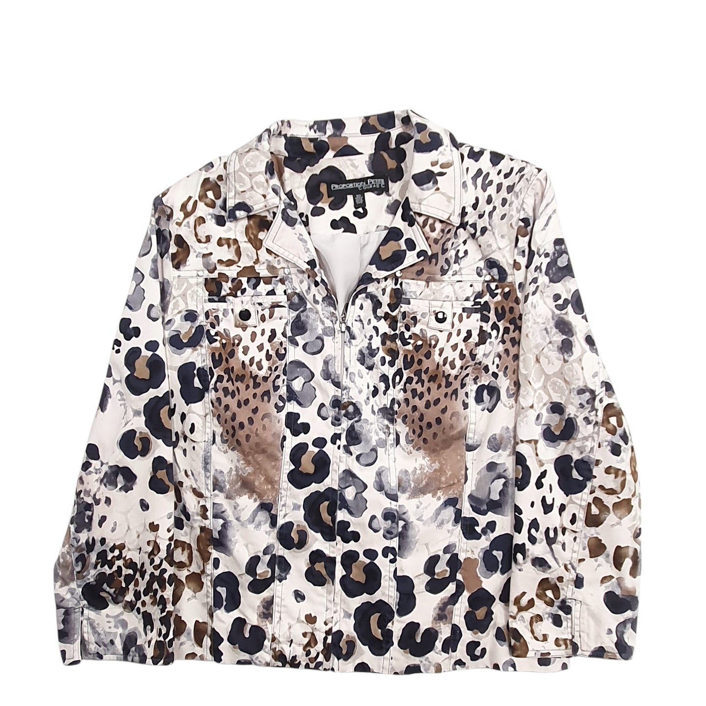 Womens Brown Proportion Petite Leopard Print  Coat