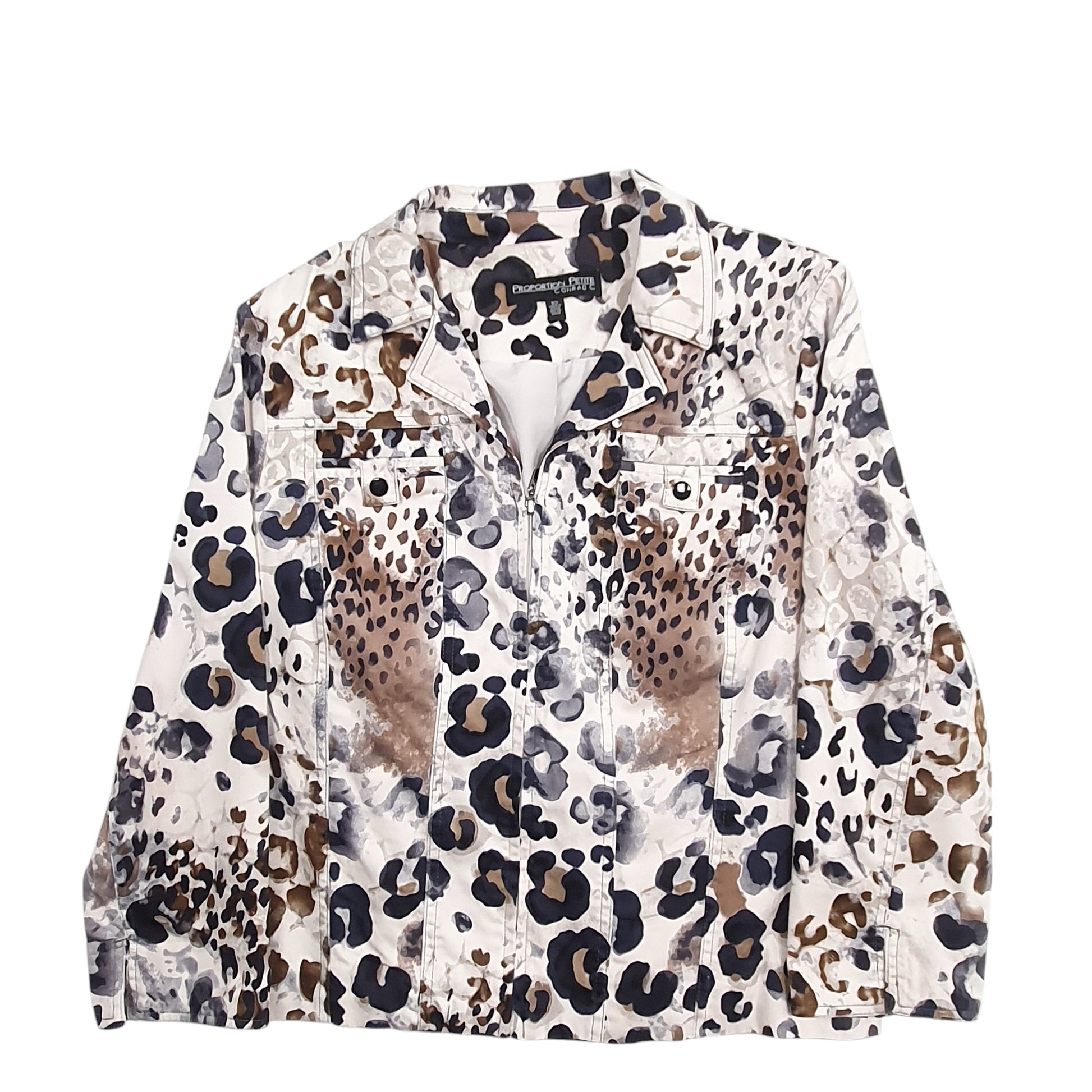 Womens Brown Proportion Petite Leopard Print  Coat