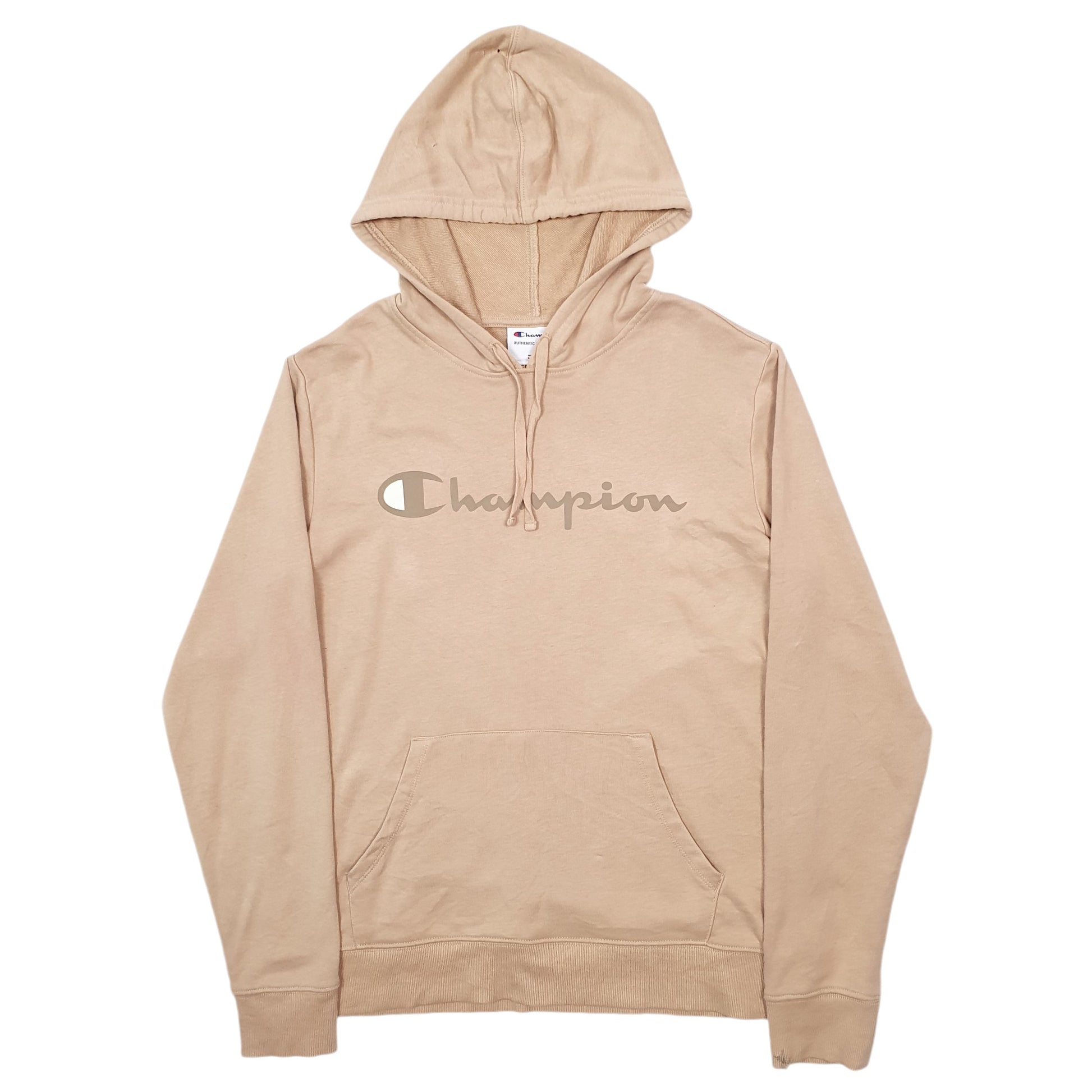 Mens Tan Champion Spellout Hoodie Jumper