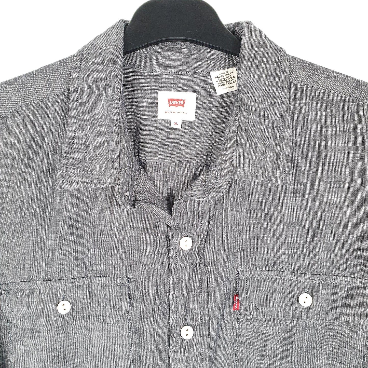 Mens Grey Levis Chambray Work Long Sleeve Shirt