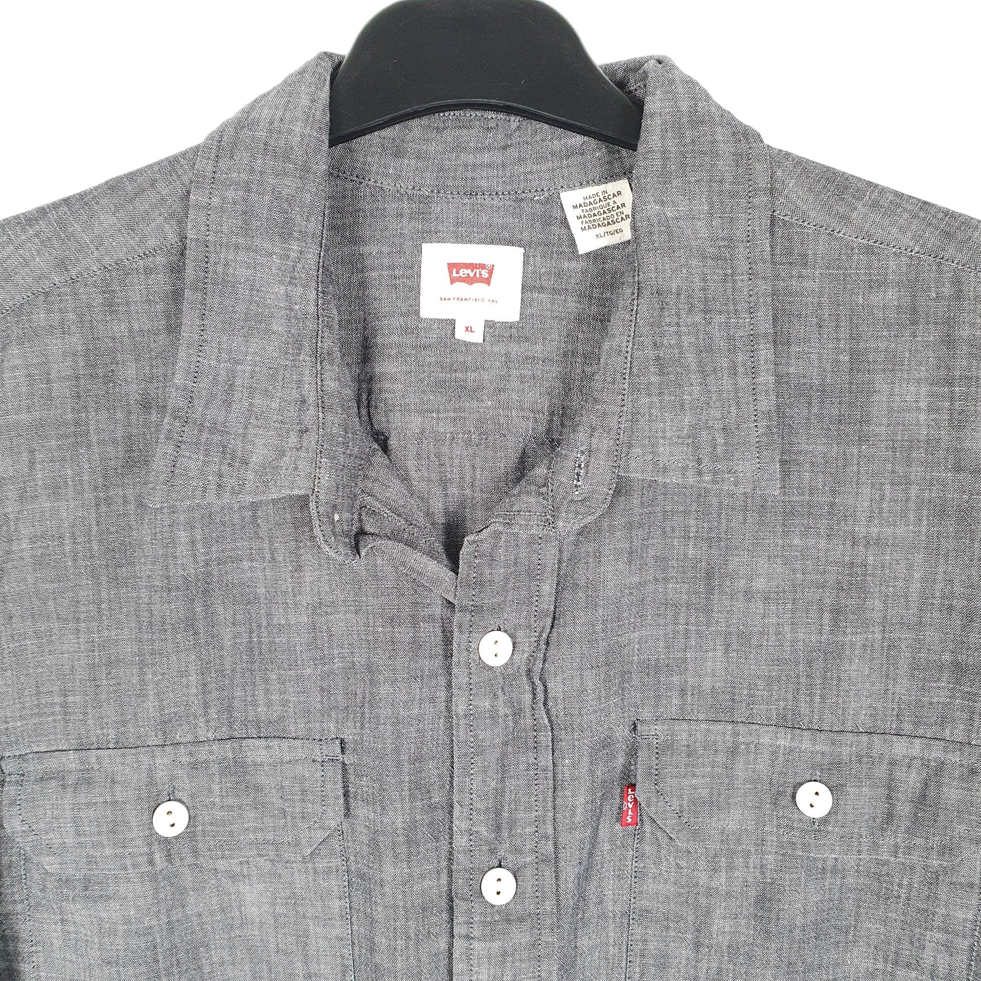 Mens Grey Levis Chambray Work Long Sleeve Shirt