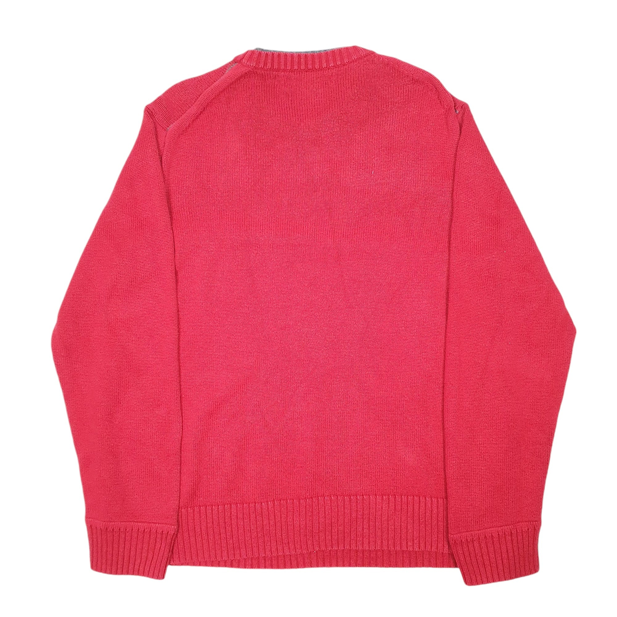 Mens Tommy Hilfiger Red Crewneck Vintage Knit 2000s Stripe Sweater