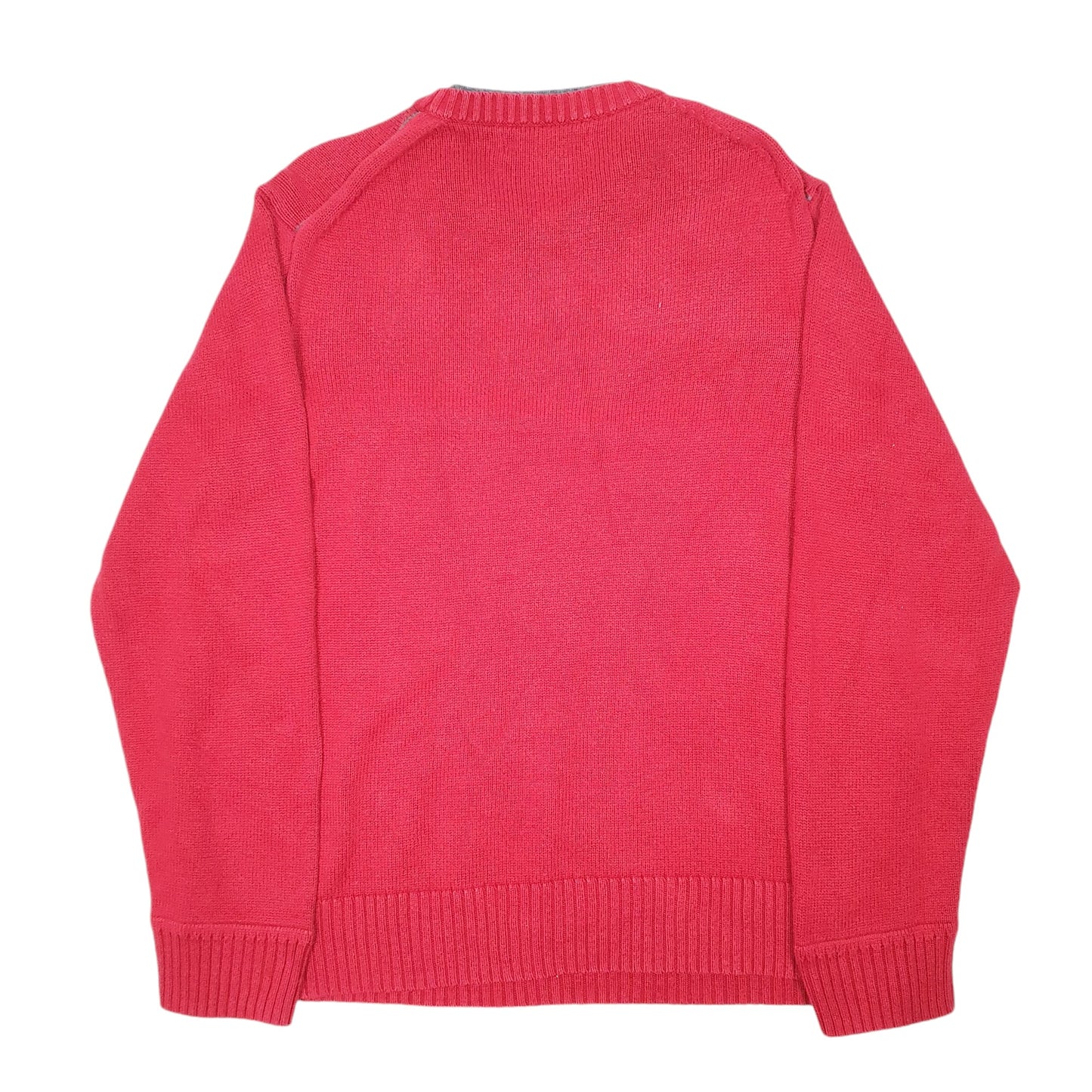 Mens Red Tommy Hilfiger Vintage Knit 2000s Stripe Sweater Crewneck Jumper