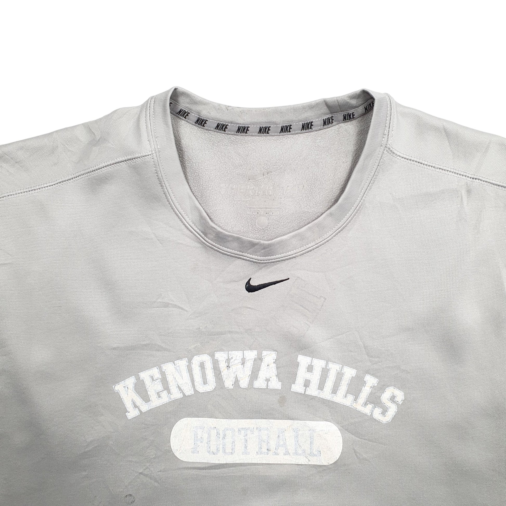 Mens Grey Nike Kennoway Hills Football Spellout Therma Fit Crewneck Jumper