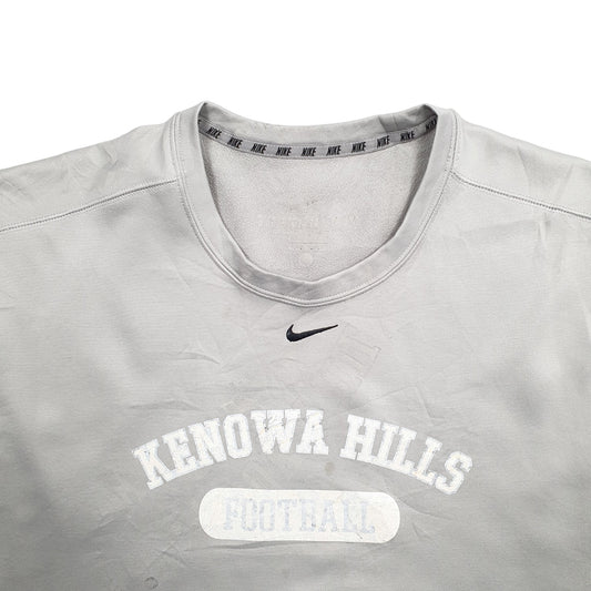 Mens Grey Nike Kennoway Hills Football Spellout Therma Fit Crewneck Jumper