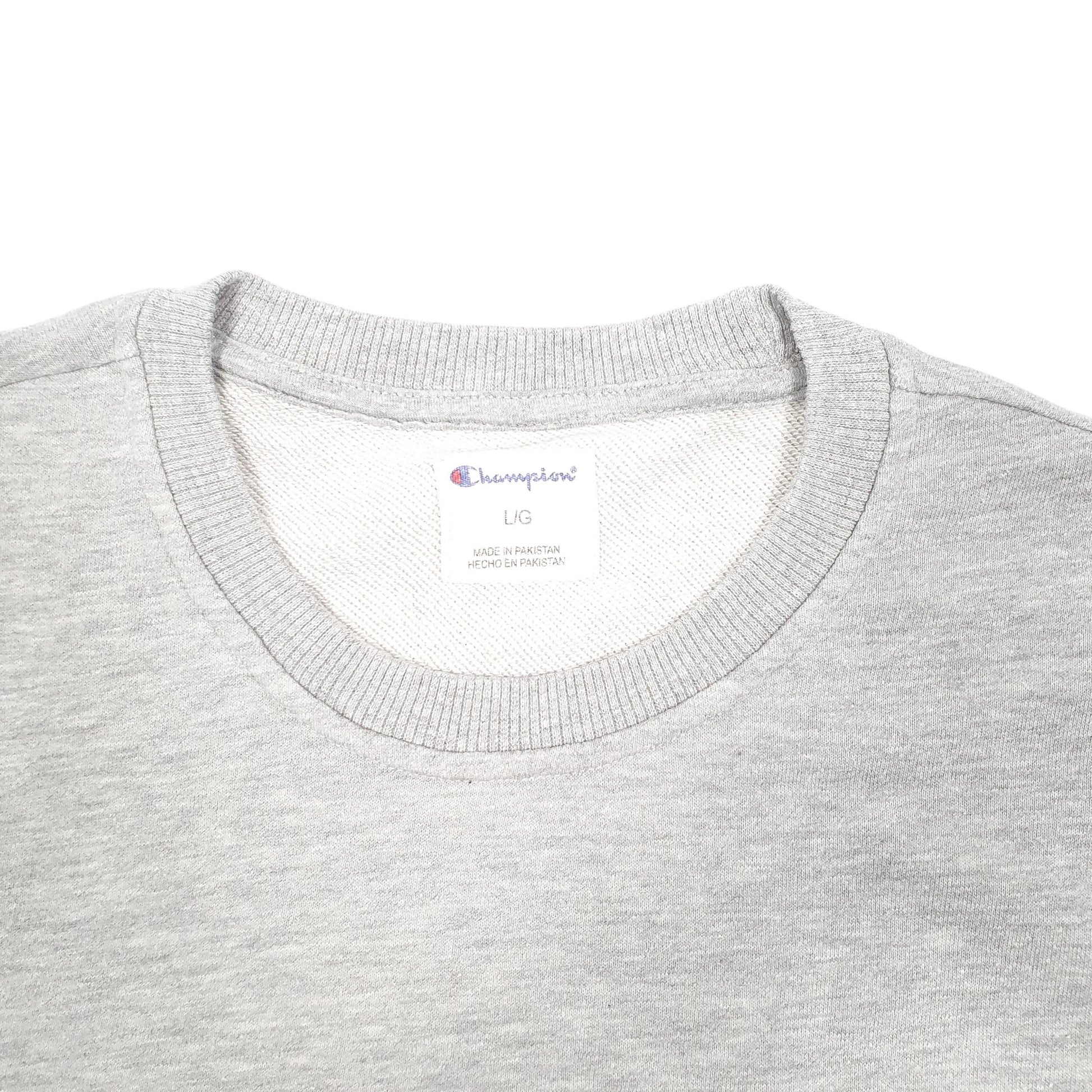 Mens Grey Champion Script Crewneck Jumper