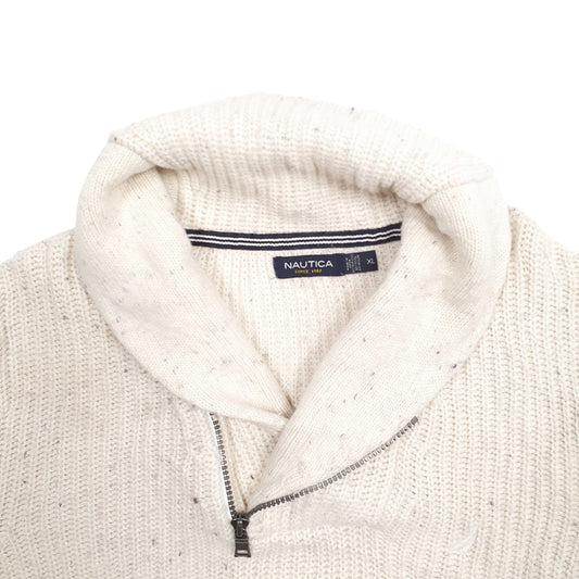 Womens Cream Nautica Knit Quarter Zip Jumper