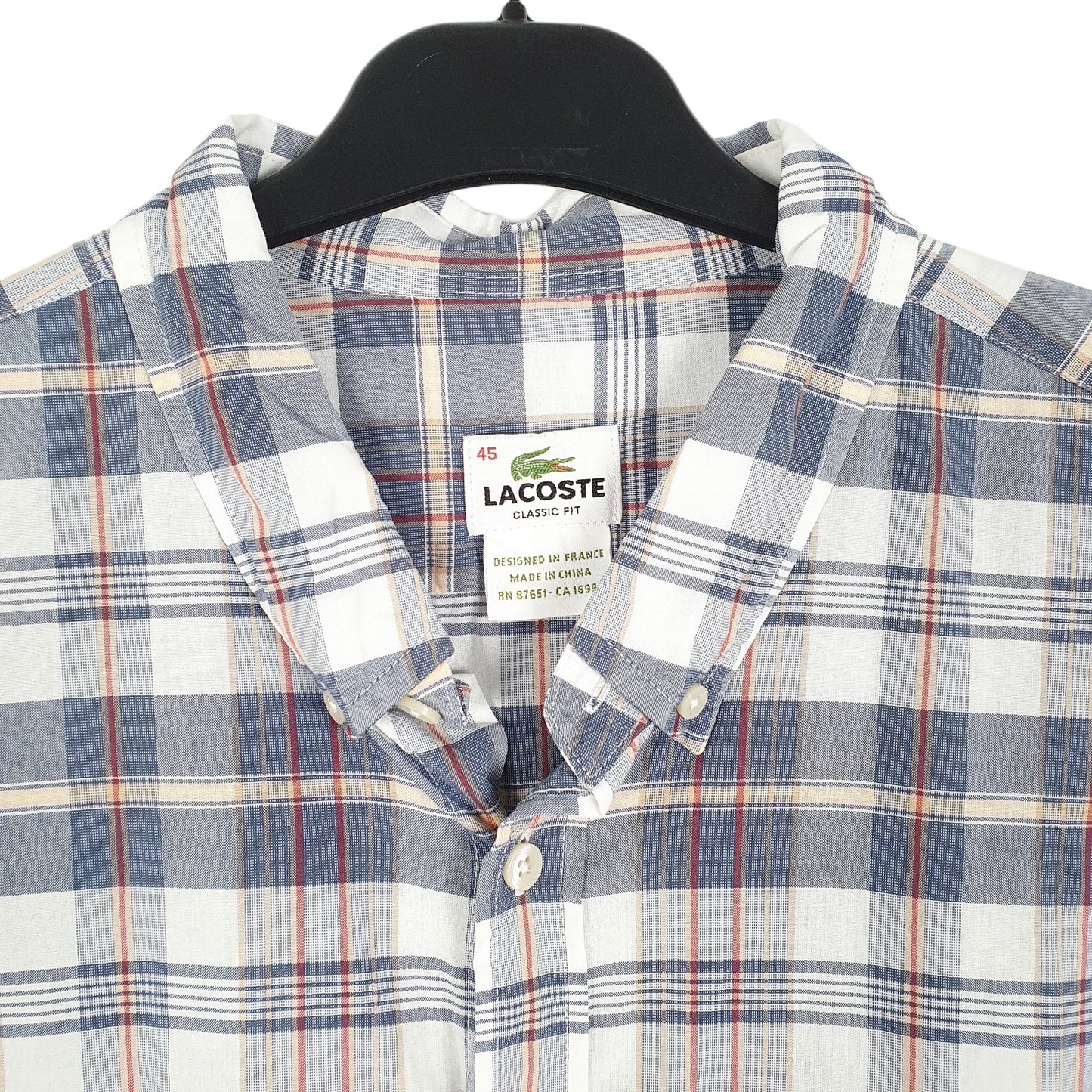 Mens White Lacoste  Long Sleeve Shirt