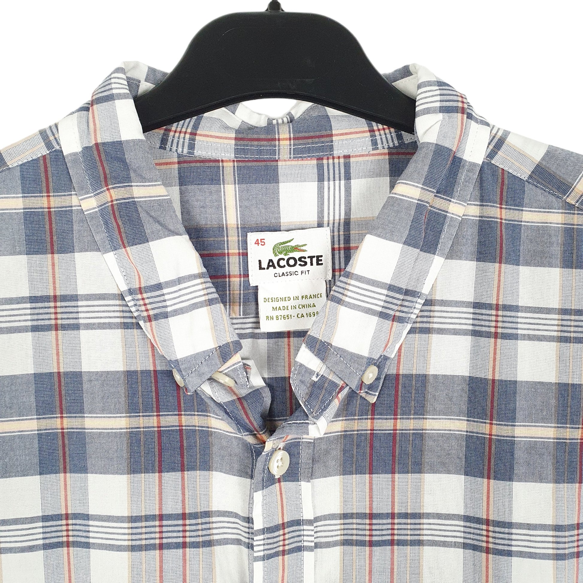 Mens White Lacoste  Long Sleeve Shirt