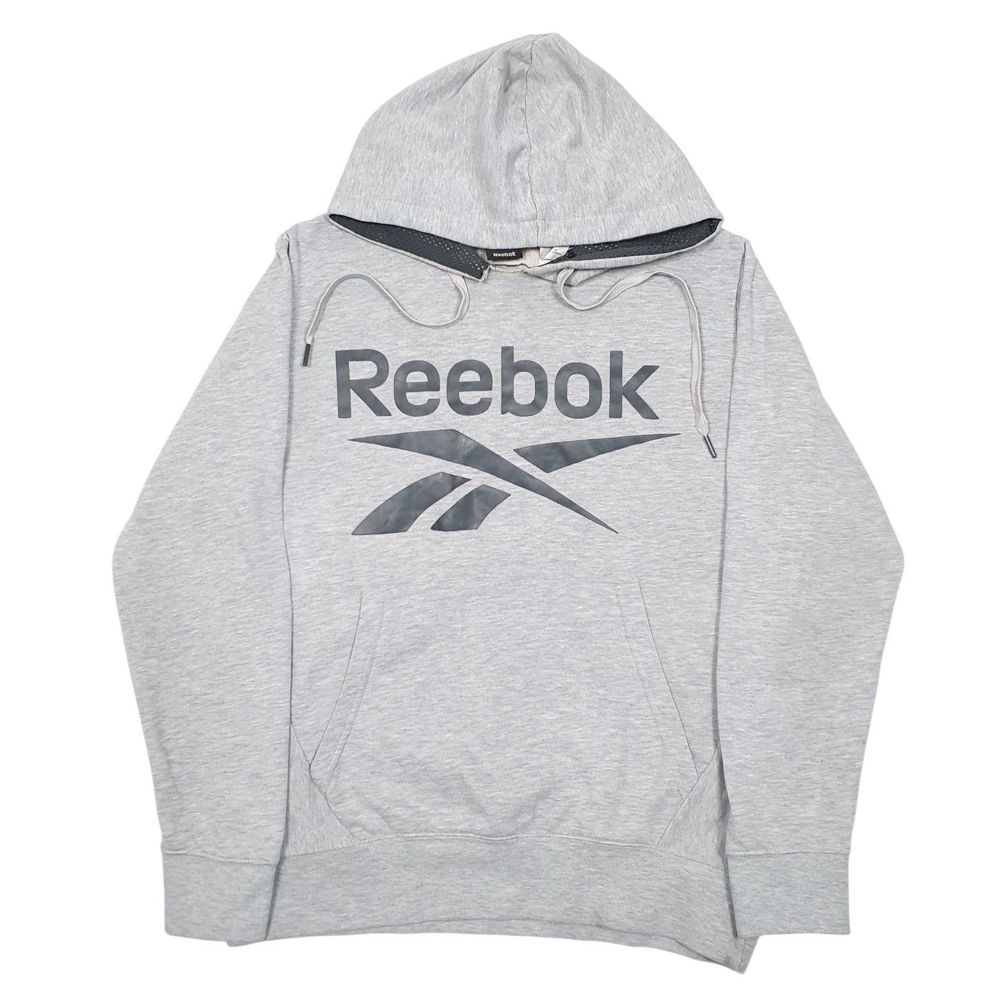 Mens Grey Reebok Spellout Hoodie Jumper