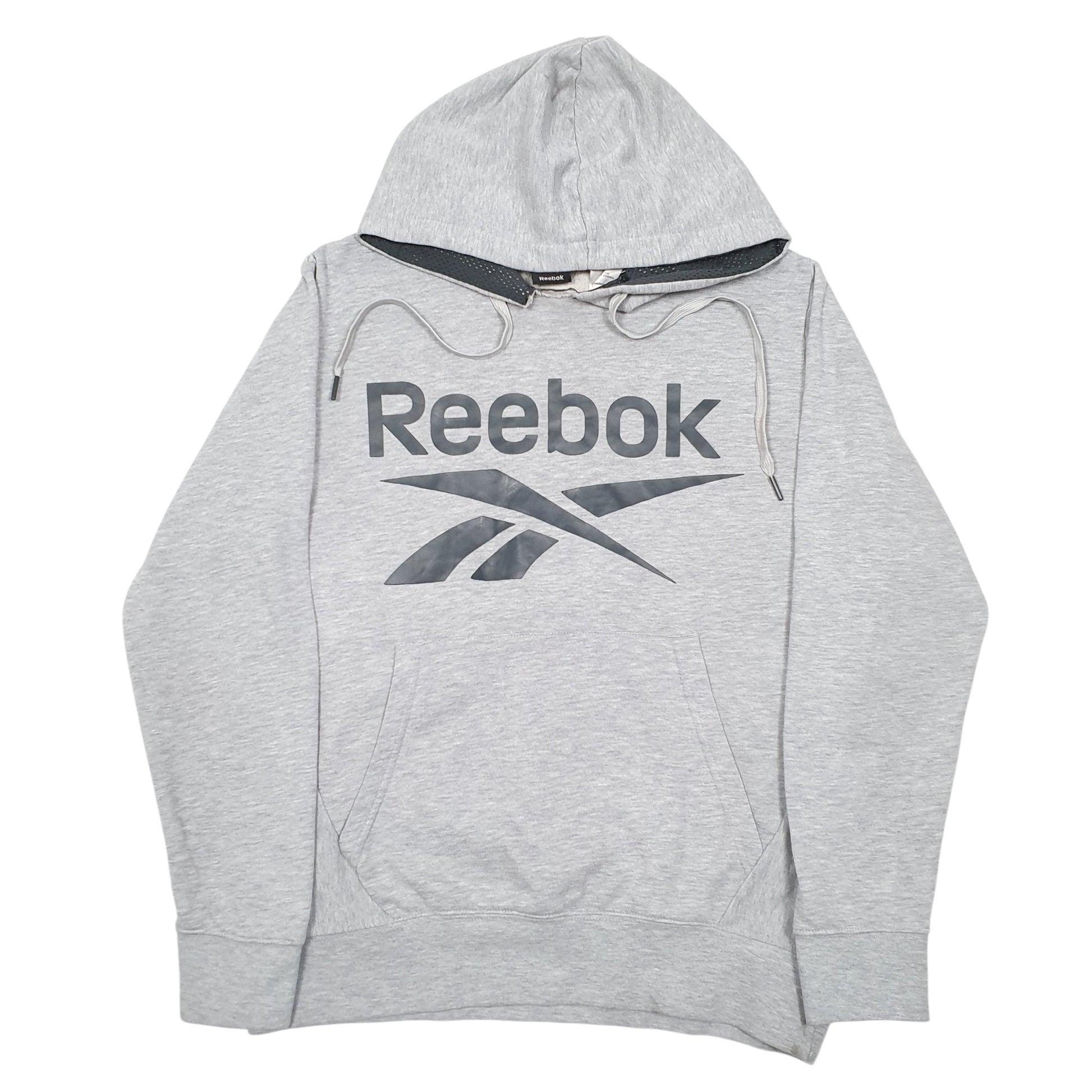 Mens Grey Reebok Spellout Hoodie Jumper