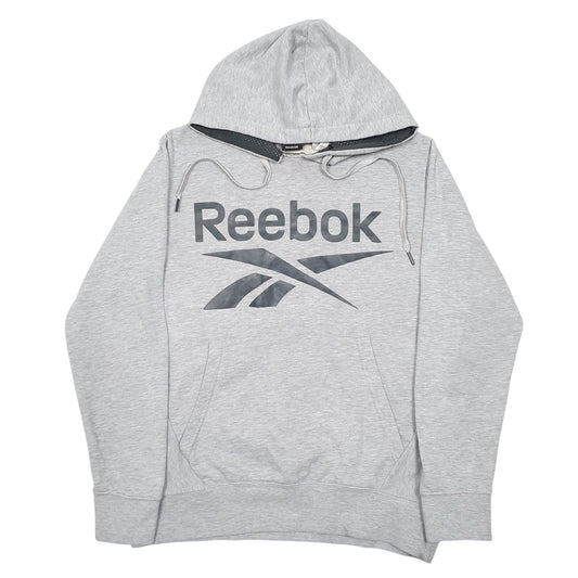 Mens Grey Reebok Spellout Hoodie Jumper