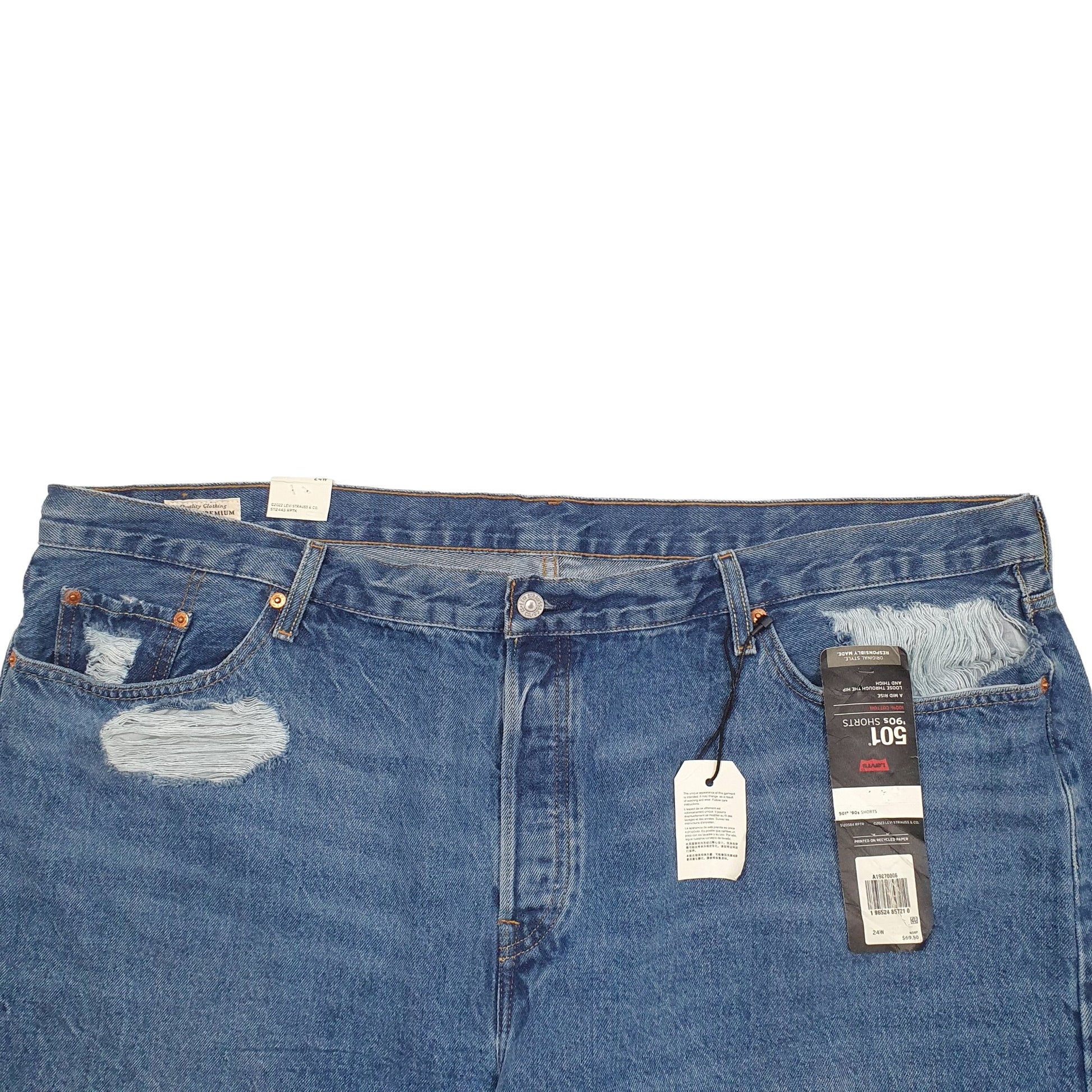 Womens Blue Levis 501 Jorts Distressed Denim Shorts