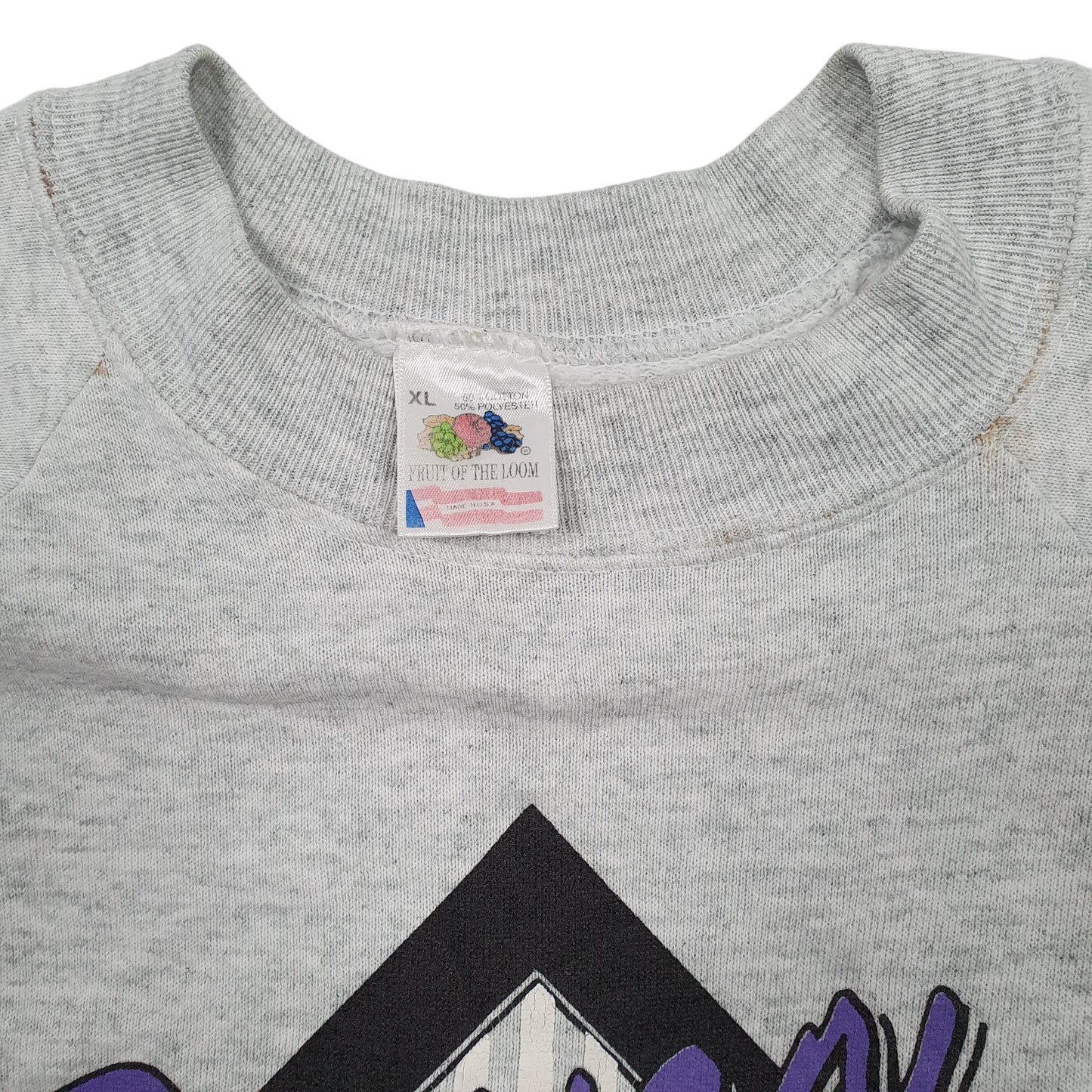 Mens Grey Fruit of the Loom Vintage 1990s Made In USA Crewneck Jumper