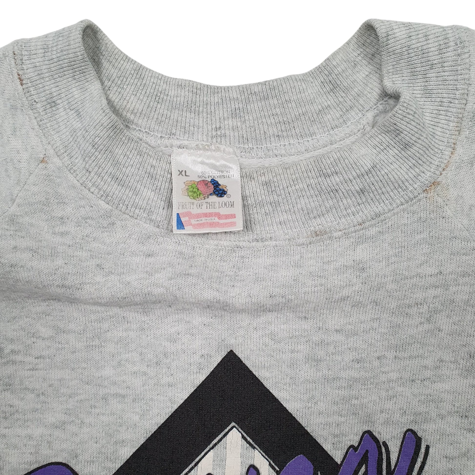 Mens Grey Fruit of the Loom Vintage 1990s Made In USA Crewneck Jumper