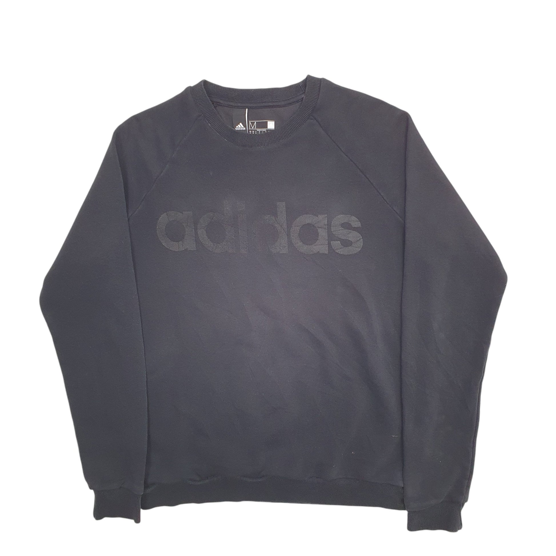 Womens Black Adidas Spellout Crewneck Jumper