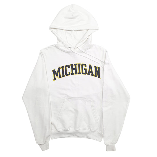 Womens White Champion Michigan Spellout Hoodie Jumper