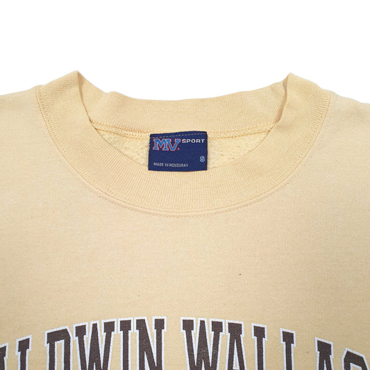 Mens Yellow MV Sport Baldwin Wallace University USA Spellout Crewneck Jumper