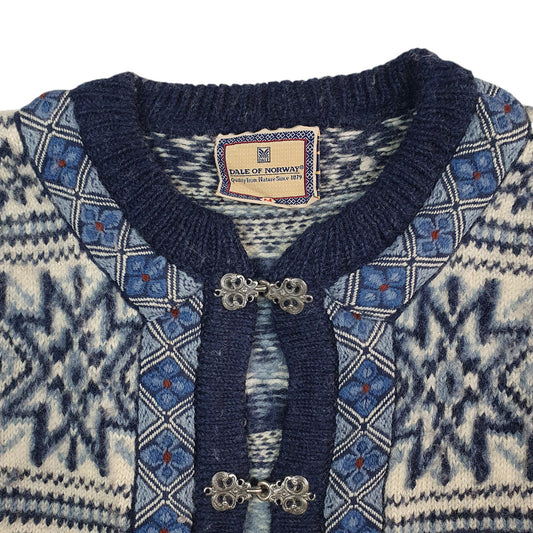 Mens Blue Dale of Norway Vintage Scandinavian Cardigan Jumper