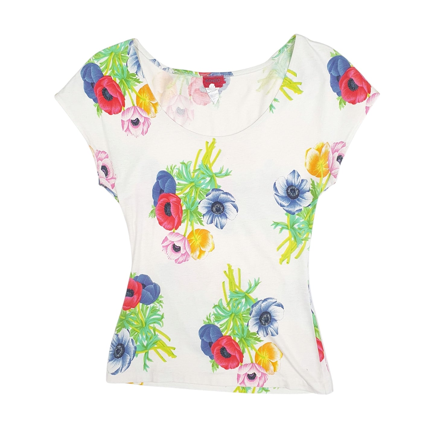 Womens White Kenzo Floral Vest Short Sleeve T Shirt