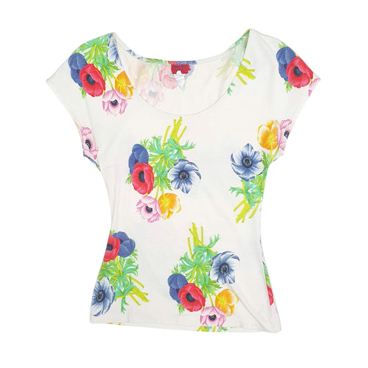 Womens White Kenzo Floral Vest Short Sleeve T Shirt