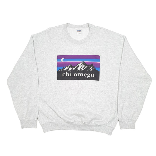 Mens Grey Gildan Chi Omega Frat House USA College Crewneck Jumper