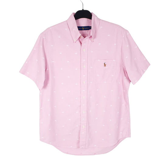 Mens Pink Ralph Lauren Palm Trees Short Sleeve Shirt
