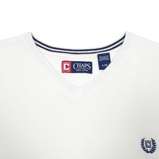 Mens Cream Chaps Knit Tank Top Sweater Vest V Neck Jumper