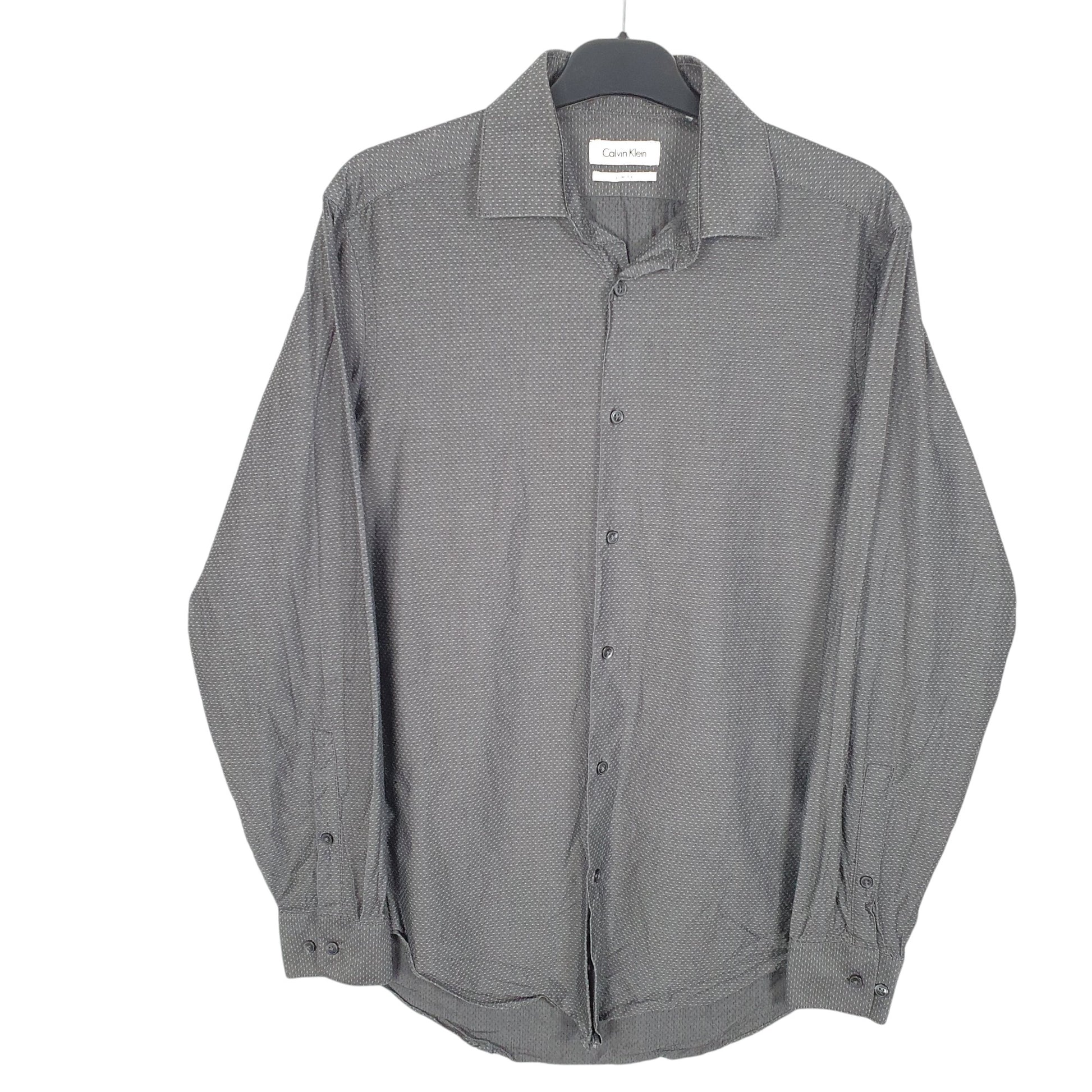 Mens Grey Calvin  Long Sleeve Shirt