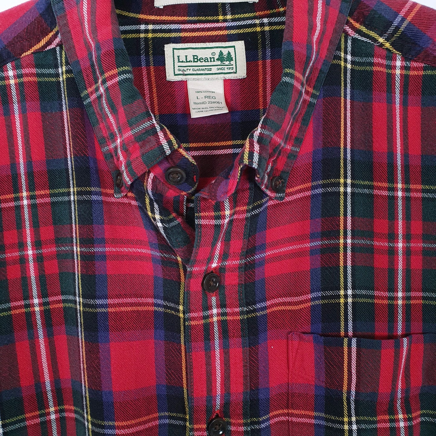 Mens Red L.L.Bean Traditional Flannel Overshirt Long Sleeve Shirt