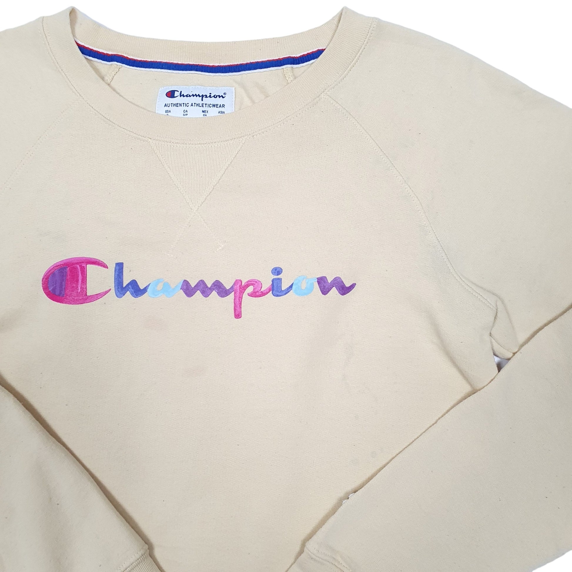 Womens Yellow Champion  Crewneck Jumper