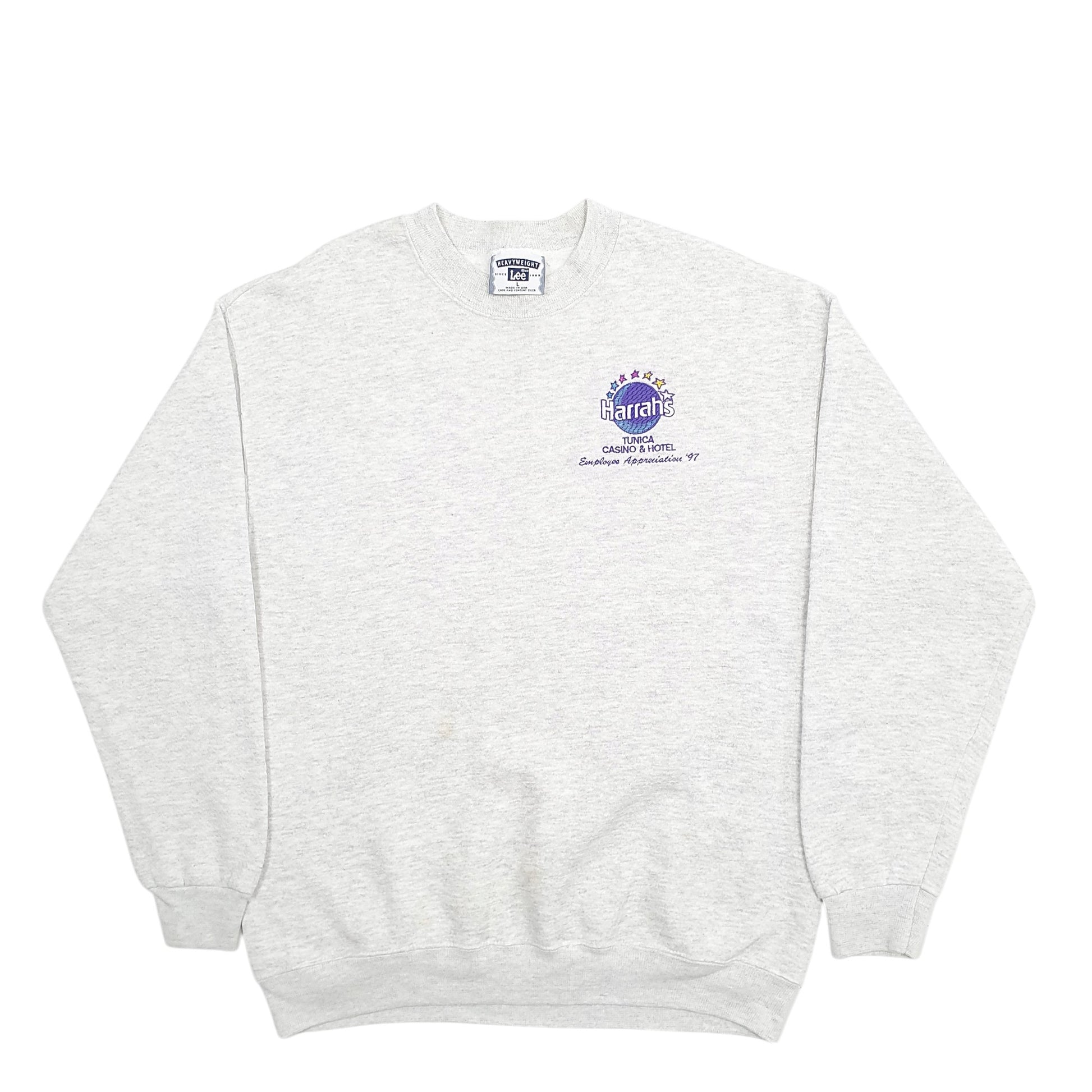 Mens Grey Lee Casino Made In USA Vintage Crewneck Jumper